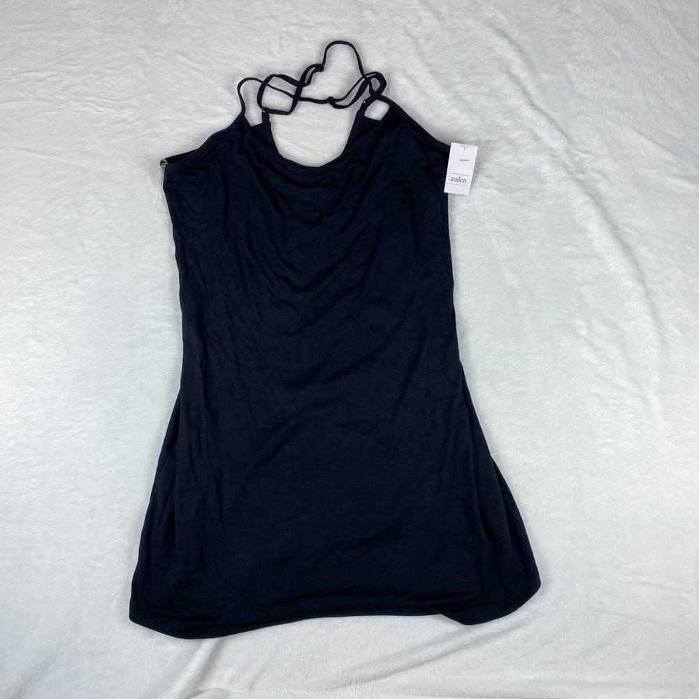 Auden Chemise Women Medium Black Sleepwear Cloud Knit Spaghetti Strap Round Neck